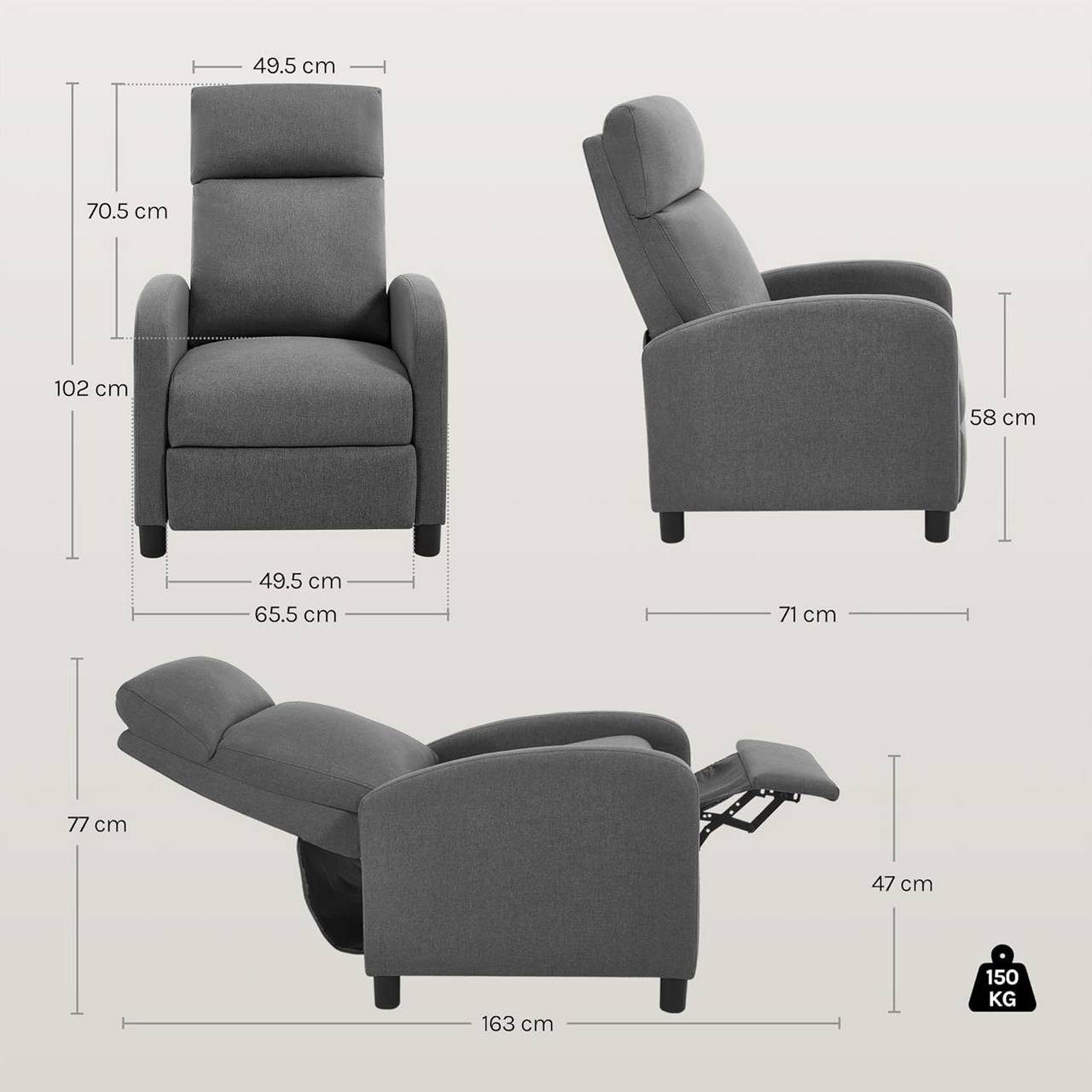 Woltu Relaxsessel (1-St), Lesesessel, Loungesessel mit Liegefunktion