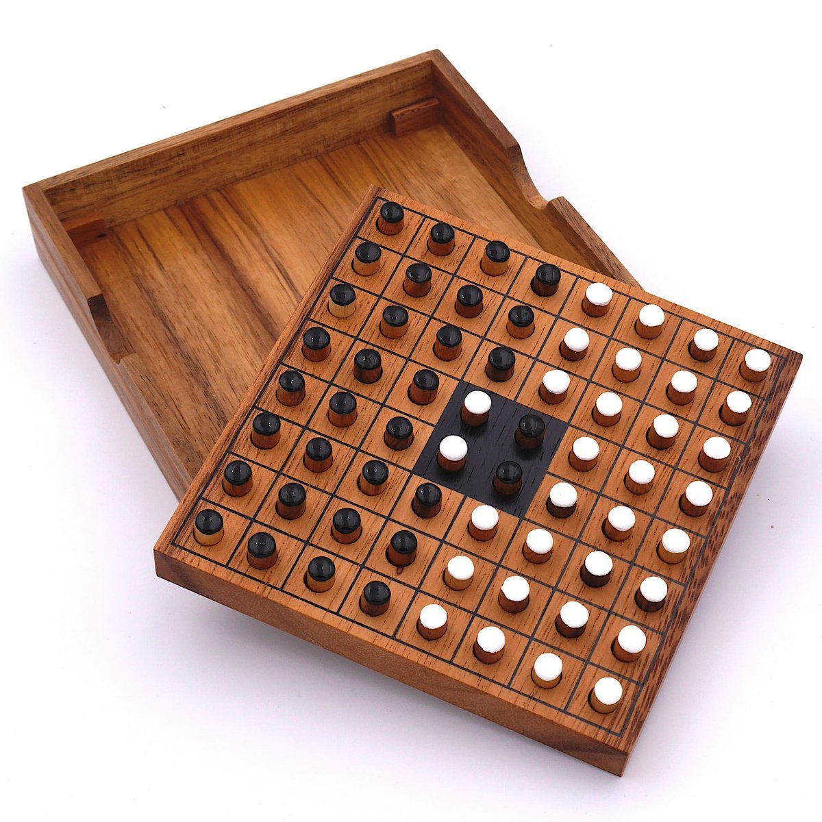 Interessantes Brettspiel Denkspiele – Holz, Reversi Holzspiel ROMBOL 2 aus Spiel, weiß/schwarz Personen Strategiespiel edlem für