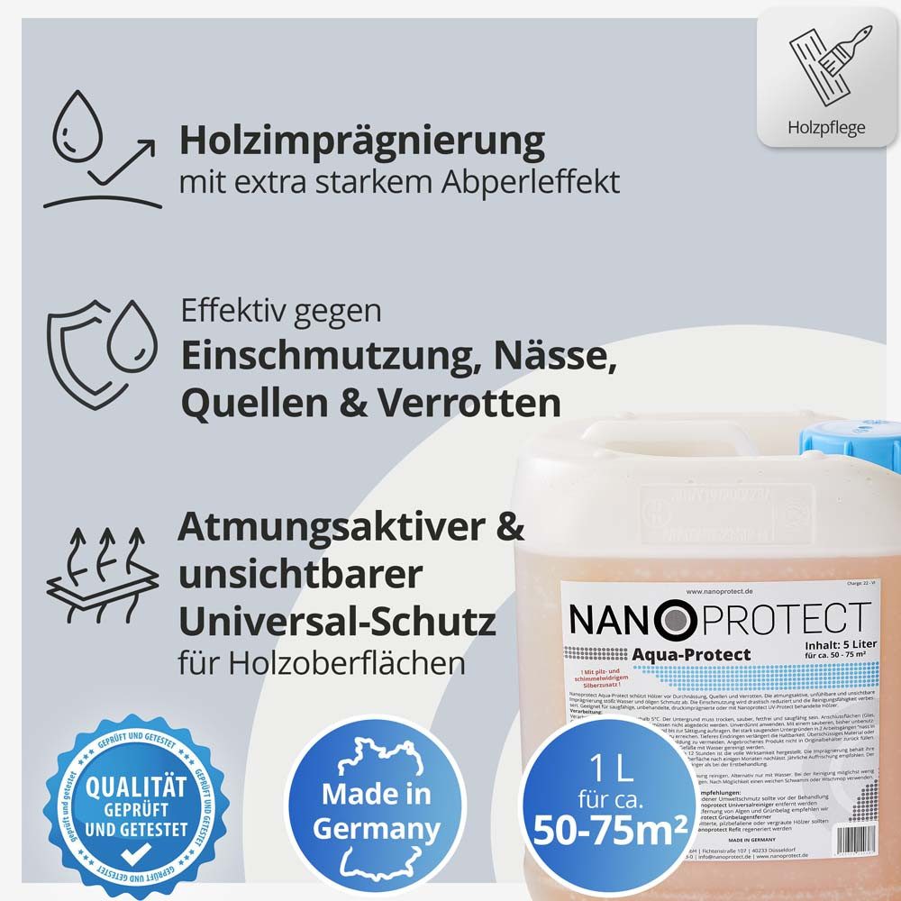 Nanoprotect Holzschutzlasur Aqua-Protect, Holzimprägnierung farblos
