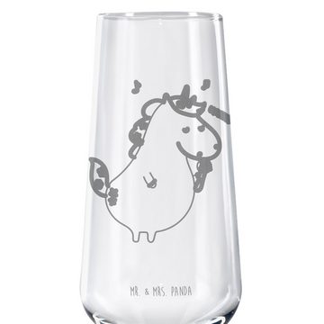 Mr. & Mrs. Panda Sektglas Einhorn Sänger - Transparent - Geschenk, Party, Konfetti, Pegasus, Un, Premium Glas, Persönliche Gravur