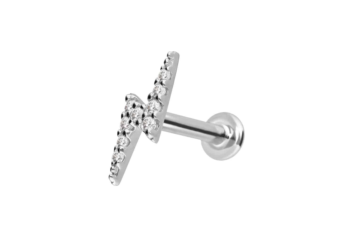 PIERCINGLINE Piercing-Set 14 Karat Gold Labret mit Innengewinde MOISSANIT-BLITZ (Labrets, 1-tlg)