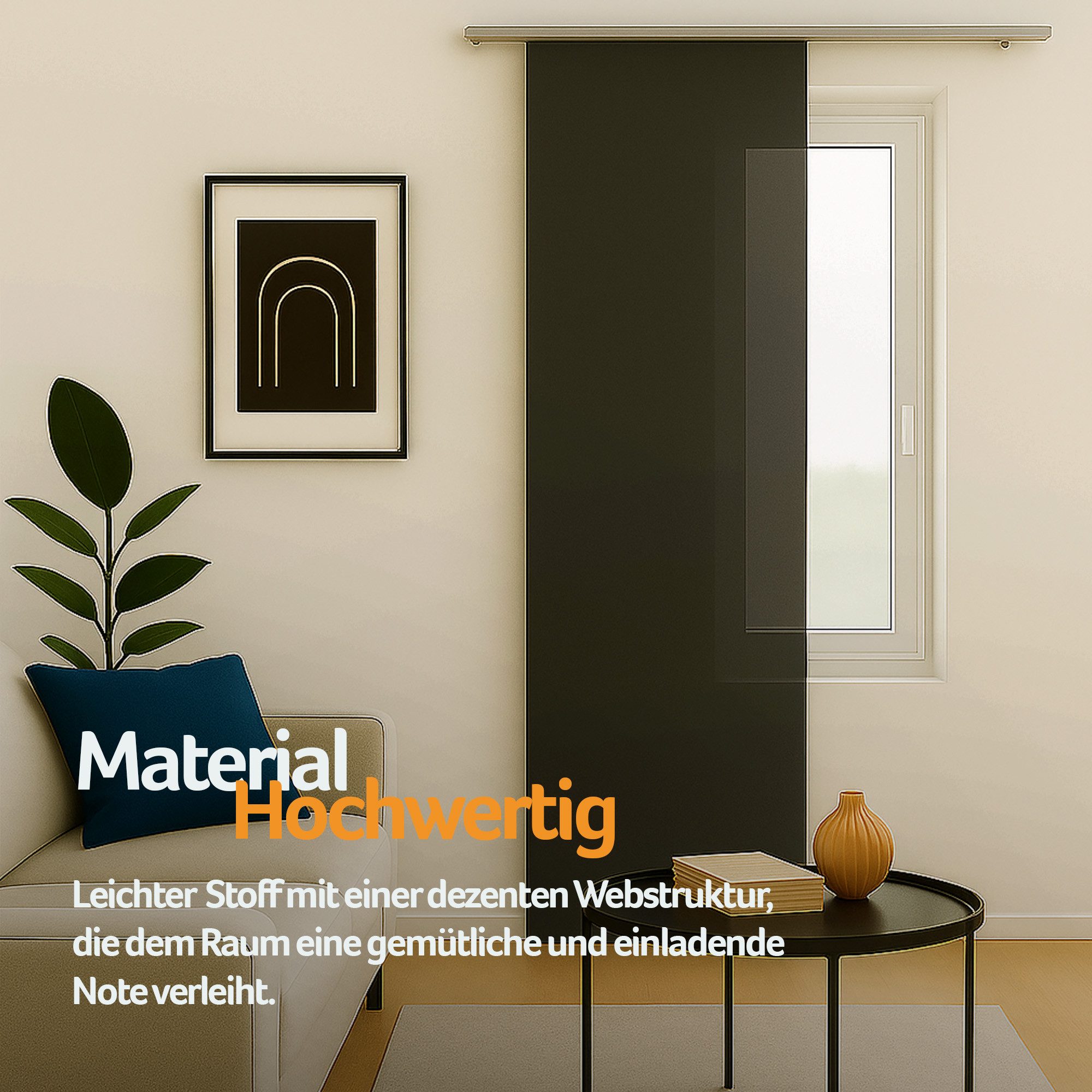 Bestlivings Schiebegardine "Ellen" inkl. Paneelwagen & Schleuderstab (3 St), Paneelwagen, blickdicht, Polyester, 60x245 cm, einfarbig, waschbar bei 30°C, bügelleicht, trocknergeeignet