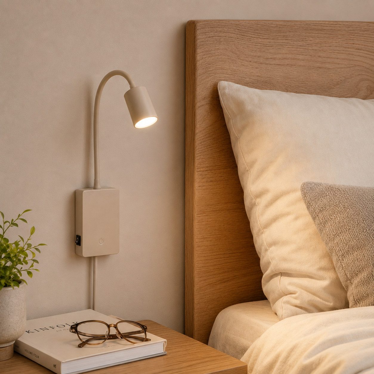 Briloner Leuchten LED Nachttischlampe Wandlampe kabellos Leselampe Akku Touch Dimmbar USB-C Schlafzimmer, LED fest integriert, 3000K, 7x51x4,5 cm, Schlafzimmer, Kinderzimmer