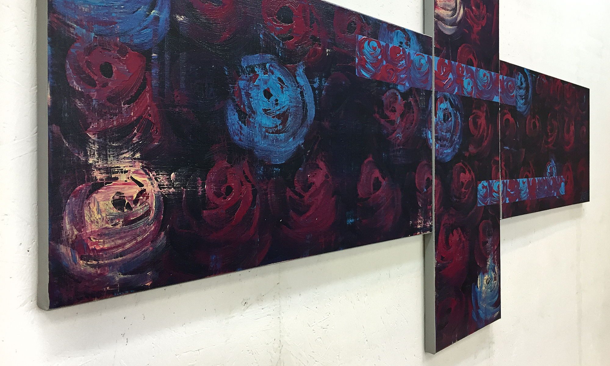 WandbilderXXL Gemälde Night Of Roses 170 x 90 cm, Abstraktes Gemälde, handgemaltes Unikat