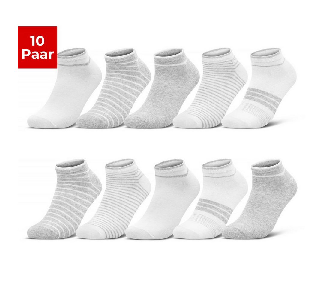 sockenkauf24 Sneakersocken 10 Paar Damen Sneaker Socken Mehrfarbig (39-42, 36844/2) Streifen Punkte Herzen Maritim Baumwolle WP