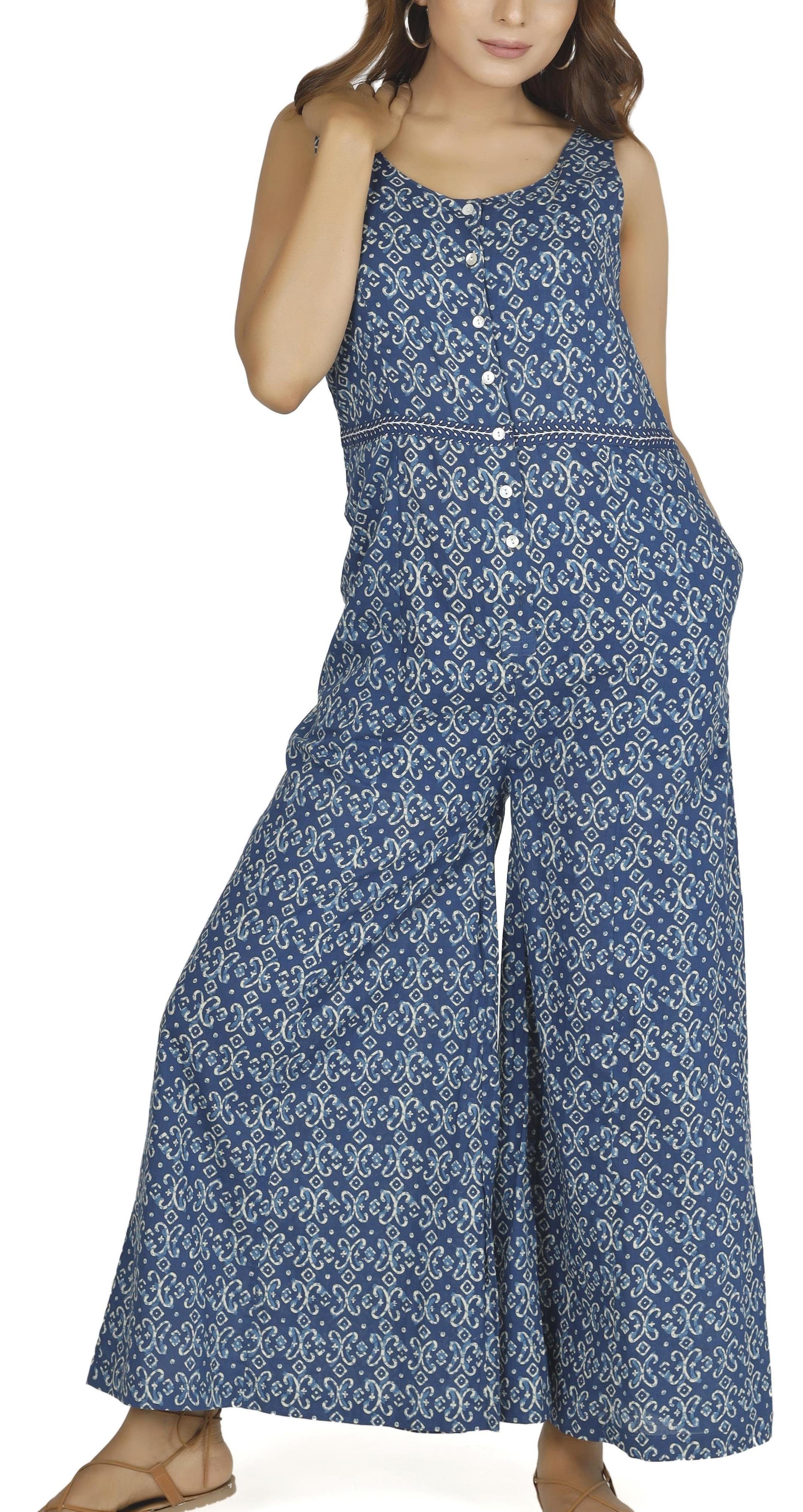 Guru-Shop Relaxhose Sommerliche Latzhose, Ethno Style Boho Oversize.. alternative Bekleidung