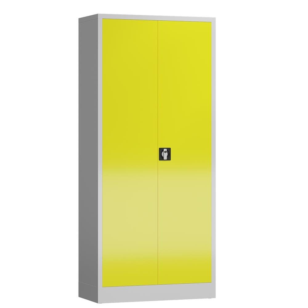 Steelboxx Mehrzweckschrank ClassiX Flügeltürenschrank, 1800 x 800 x 380 mm (1-St) Komplett montiert und verschweißt, keine Montage erforderlich Grau/Zinkgelb | grau