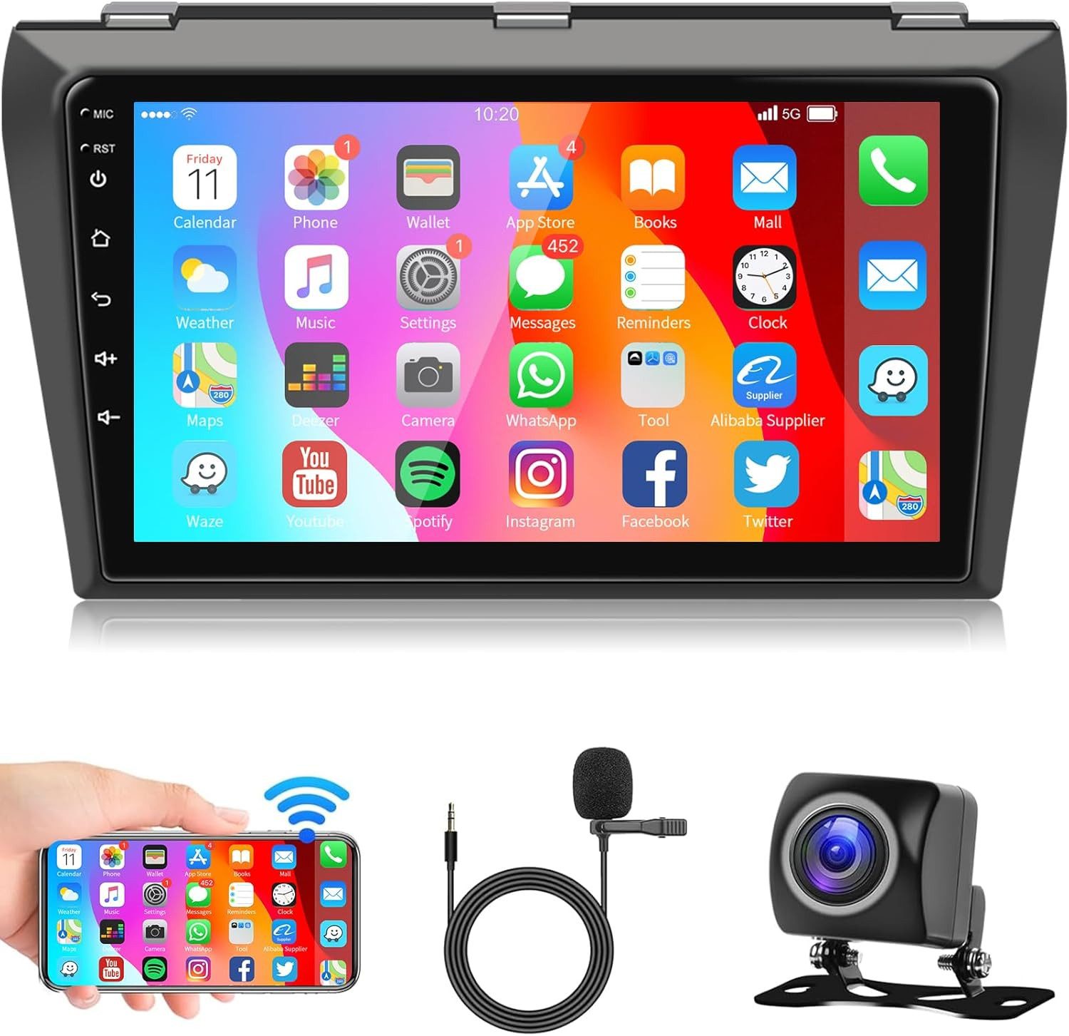2 DIN 9" Autoradio Für Mazda 3 2004-2012, Rückfahrkamera, DAB+ Autoradio