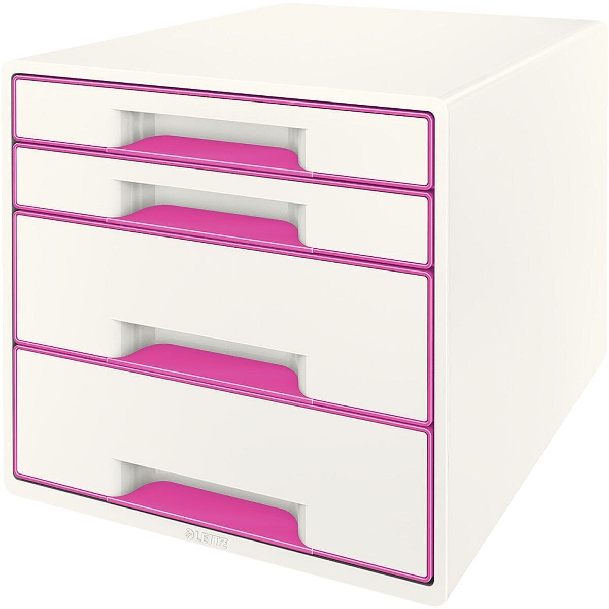 LEITZ Schubladenbox WOW Cube 5213, mit 4 Schubladen, geschlossen, stapelbar pink metallic