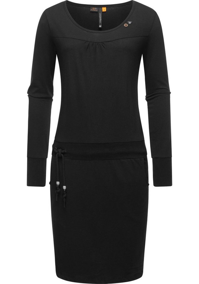 Ragwear Jerseykleid Penellope Langärmliges Damen Baumwoll-Kleid mit  Taillenzugband, Top Allrounder für jede Jahreszeit mit viel Liebe zum Detail