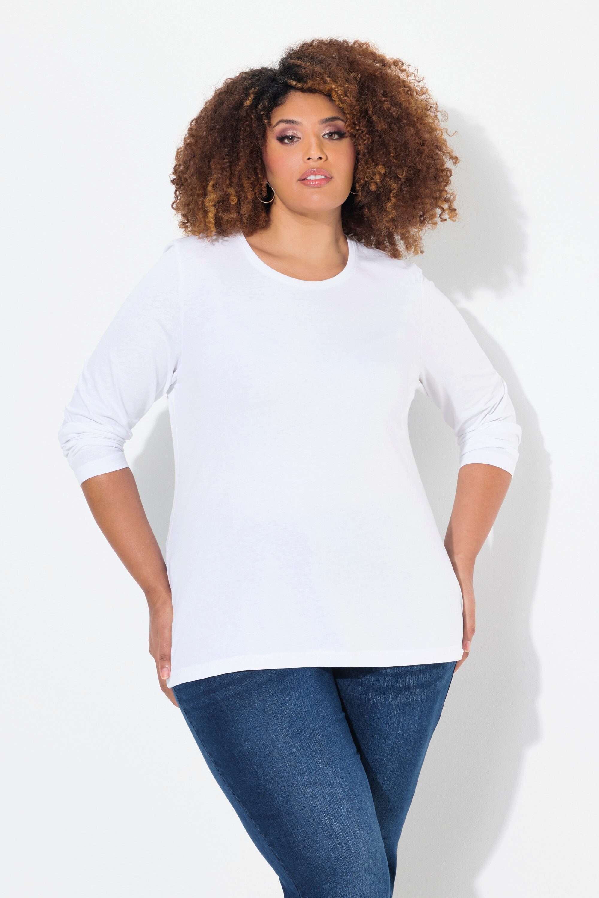 Ulla Popken T-Shirt Shirt Slim Rundhalsausschnitt Langarm – Bild 4 von 5