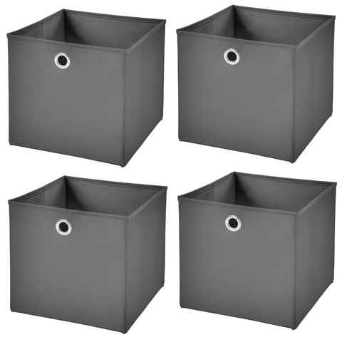 Faltbox 4 Stück Faltboxen 28 x 28 x 28 cm faltbar ohne Deckel Aufbewahrungsbox in verschiedenen Farben (4er SET 28x28x28) 28cm