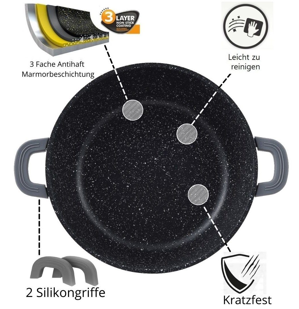 Cheffinger Schmorpfanne Servierpfanne Schmorpfanne Kochtopf Deckel Induktion Ø28cm – Bild 4 von 5