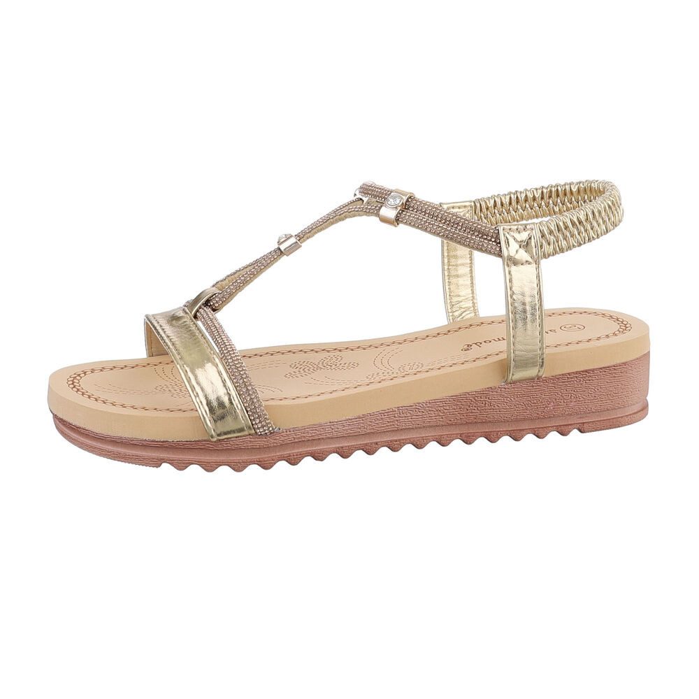 Ital-Design Damen Freizeit Riemchensandalette (85960559) Keilabsatz/Wedge Keilsandaletten in Gold