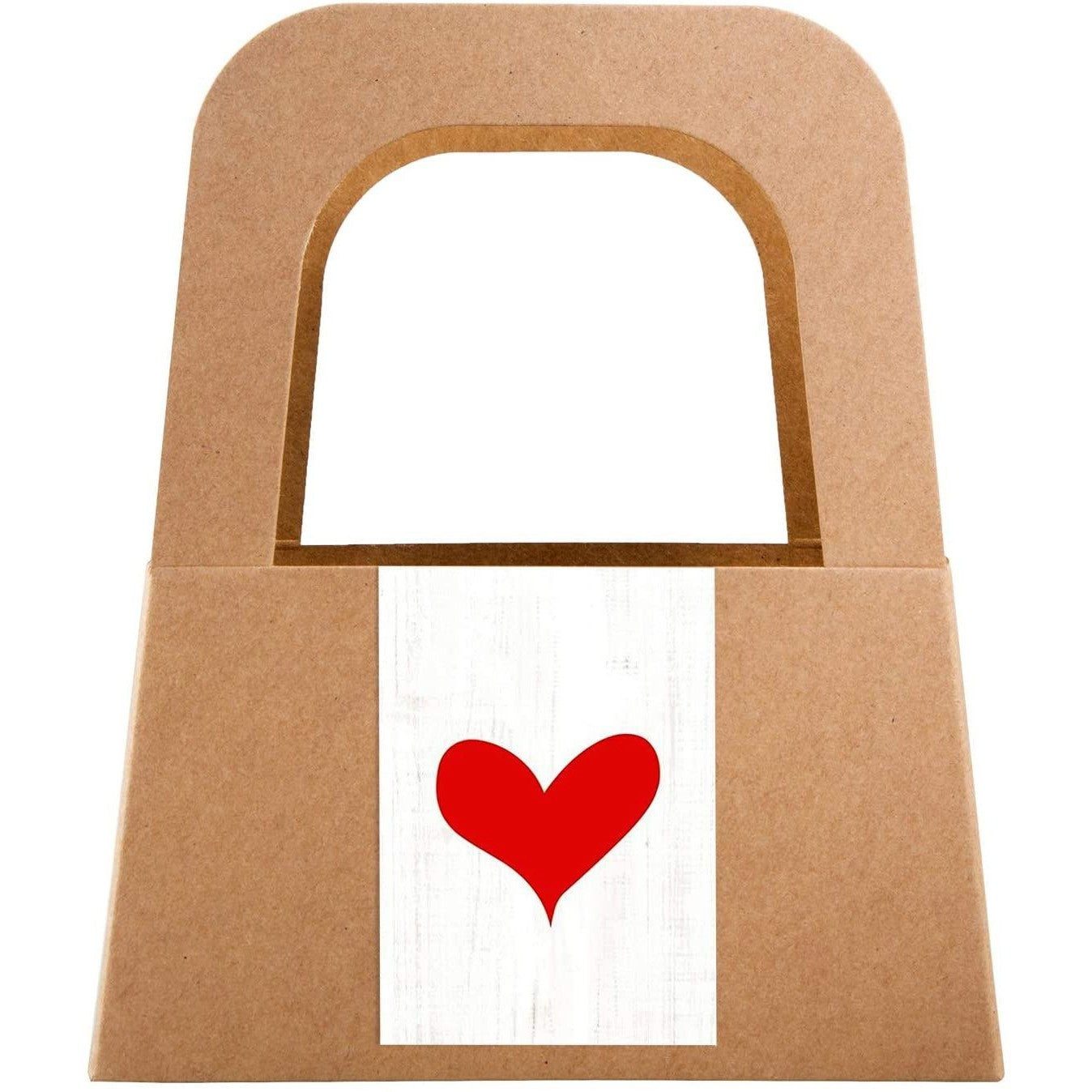 Logbuch-Verlag Geschenkbox 5 kleine Henkelkörbe aus Kraftpapier + 10 rot weiße Herzaufkleber