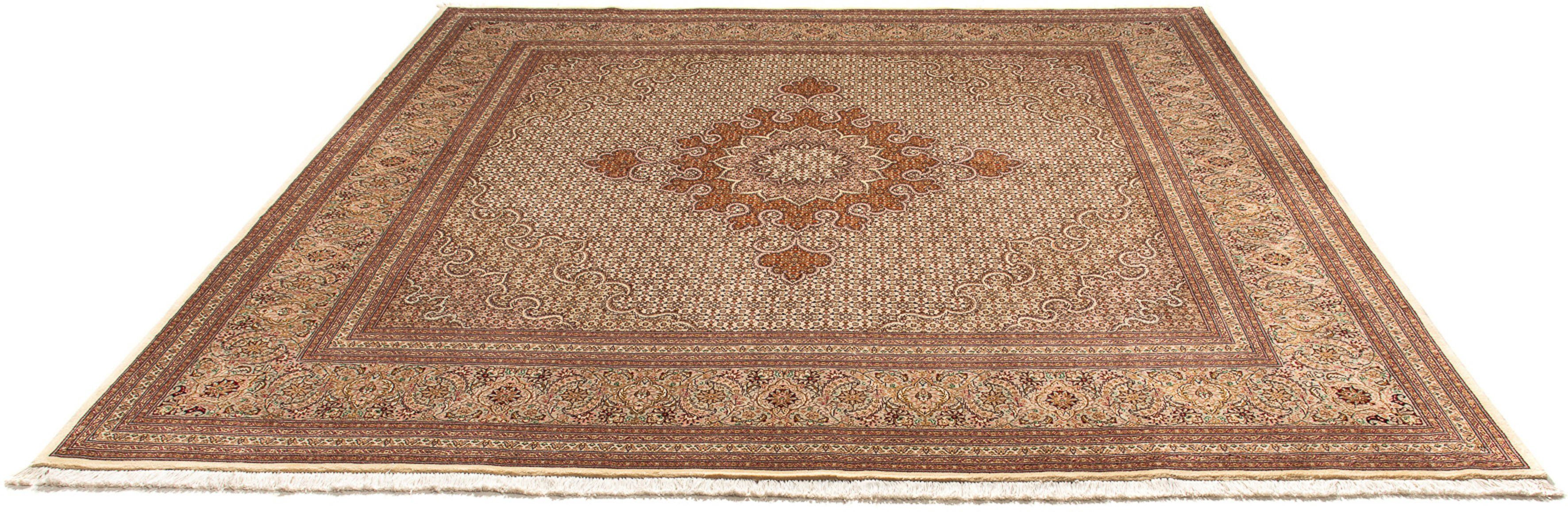 Orientteppich Perser - Täbriz quadratisch - 251 x 251 cm - hellbraun, morgenland, quadratisch, Höhe: 10 mm, Wohnzimmer, Handgeknüpft, Einzelstück mit Zertifikat