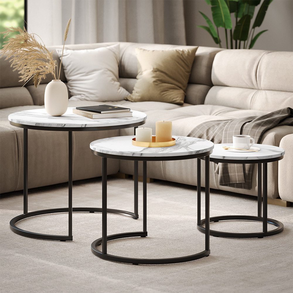 Vicco Couchtisch Montreal, Weiß/Schwarz/Schwarz, 55 x 55 cm 3 Teile (3-St) günstig online kaufen