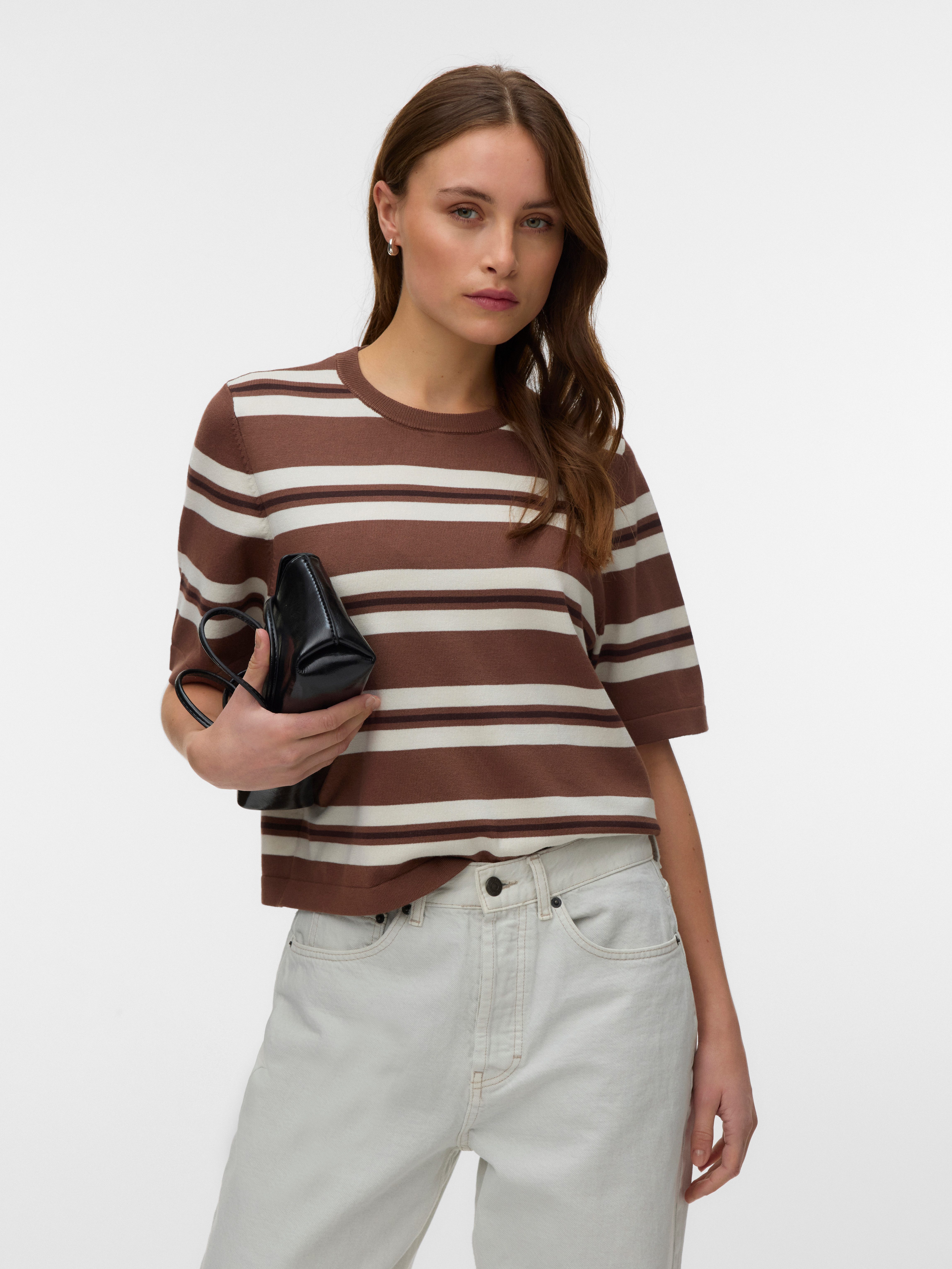 Vero Moda Kurzarmpullover VMSILJE 2/4 O-NCK OVERSIZE PULL GA NOOS Viskosemischung, oversize