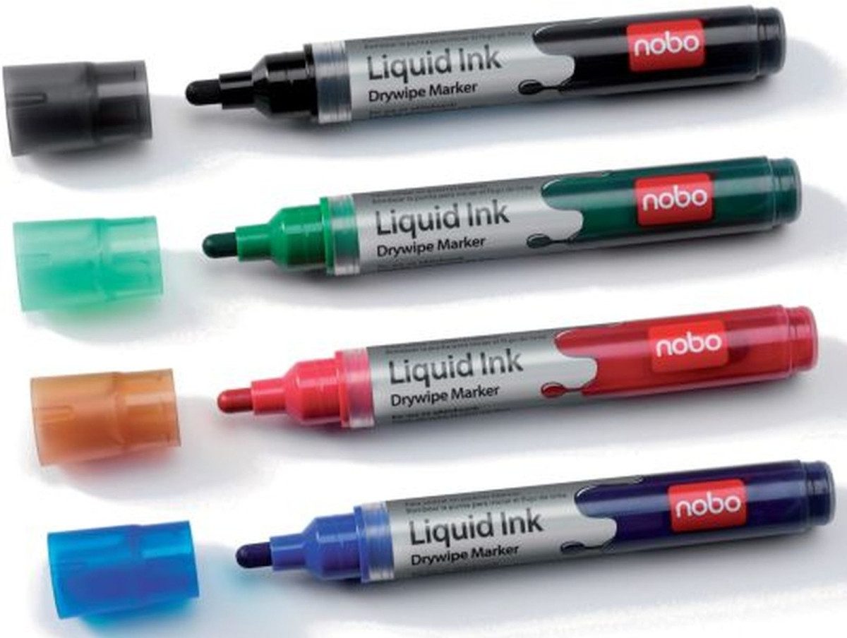 NOBO Whiteboard Marker Liquid Ink Boardmarker Rundspitze 6 Stück sortiert