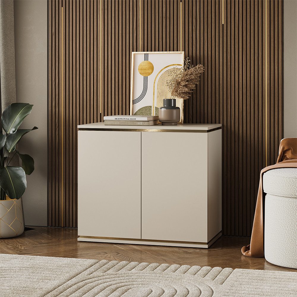 Vicco Kommode Linette, Cashmere/Gold, 80 x 70 cm mit 4 Fächern (1 St)