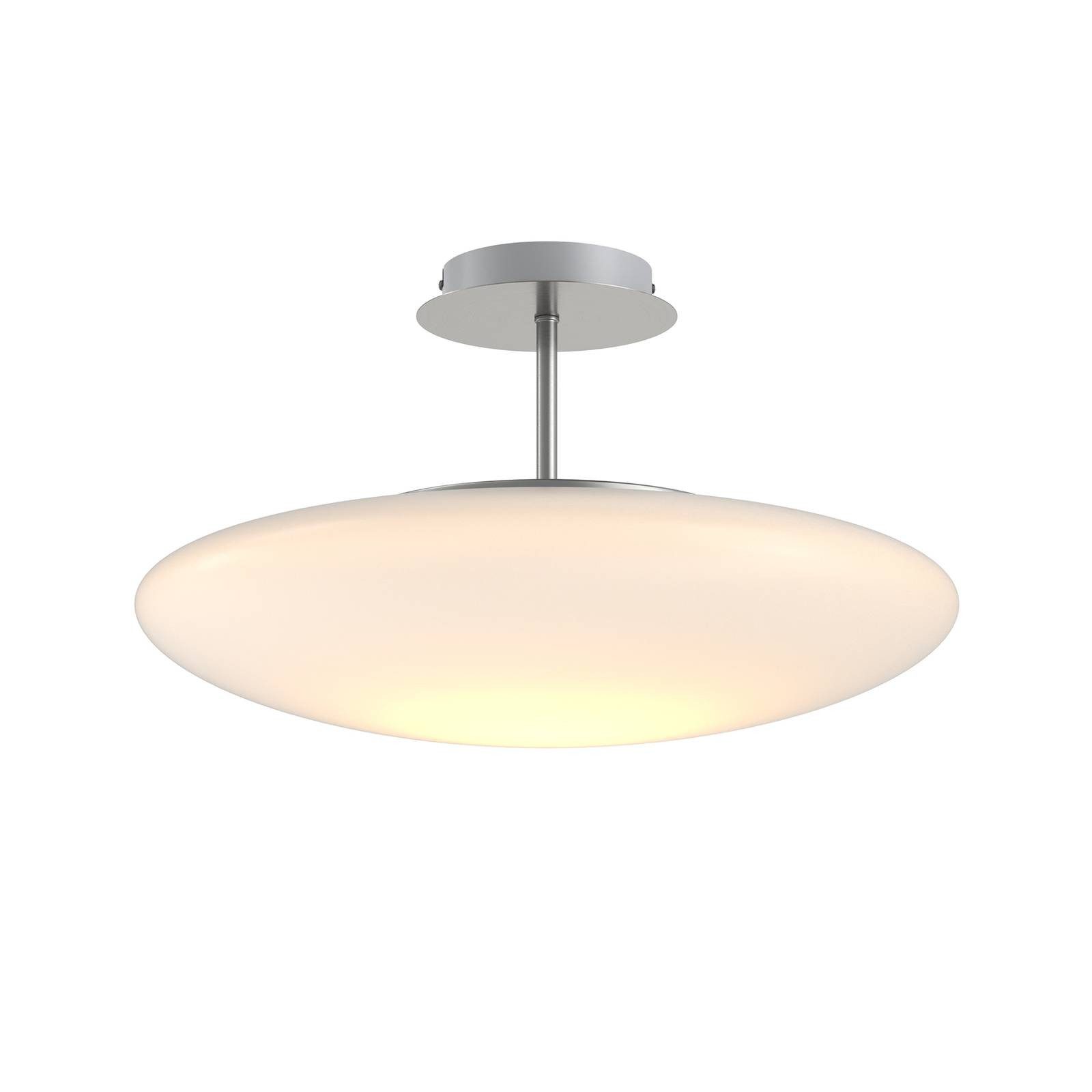 Lindby LED Deckenleuchte Gunda, dimmbar, LED-Leuchtmittel fest verbaut, warmweiß, Modern, Glas, Metall, opalweiß, nickel satiniert, chrom, 1 flammig