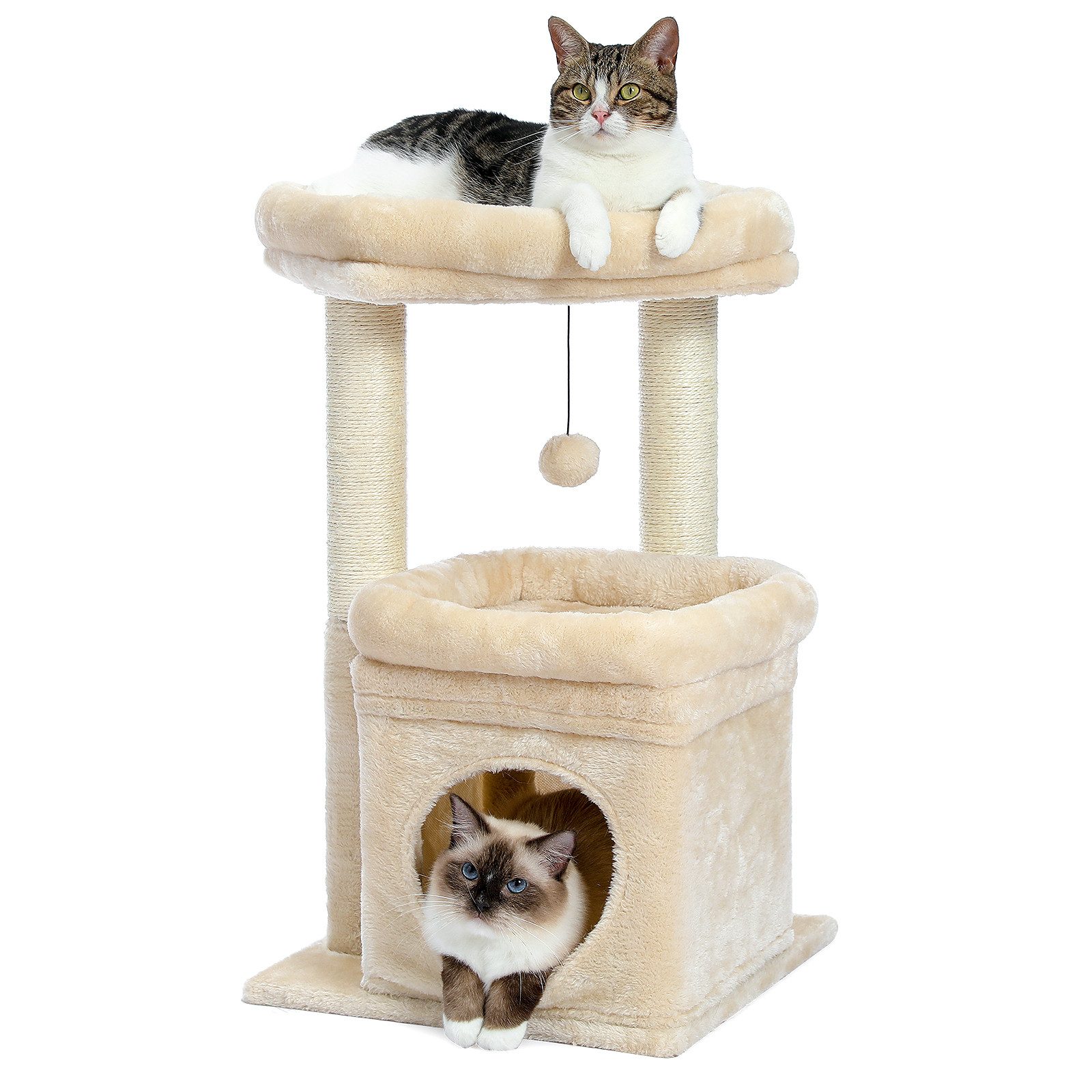 PAWZ Road Kratzbaum Kleiner Katzenbaum, mehrstöckiger Katzenturm,gemütlicher Katzenwohnung, mit Sisal-überzogenem Kratzbaum