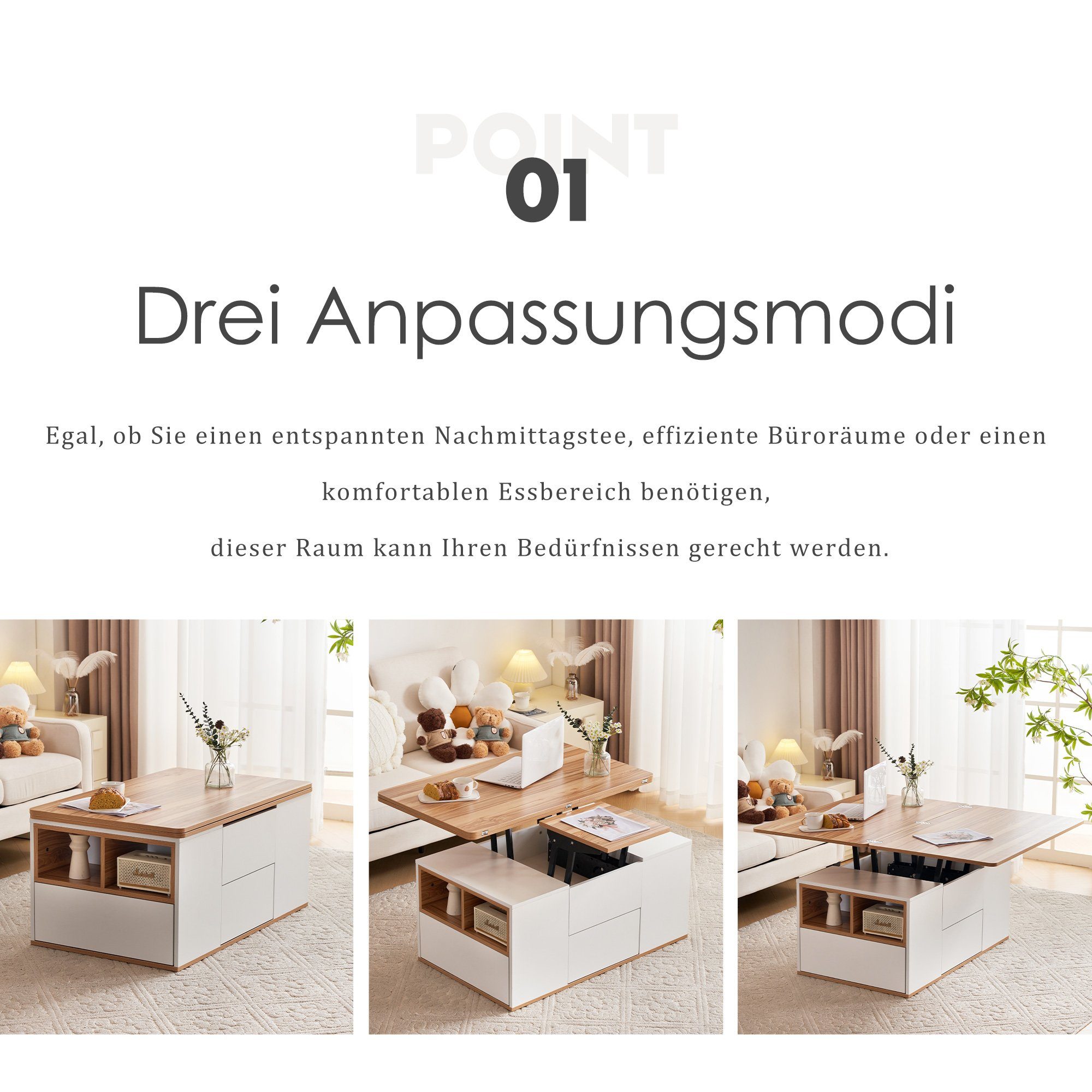 Merax Couchtisch mit Schubladen, Wohnzimmertisch, mit günstig online kaufen