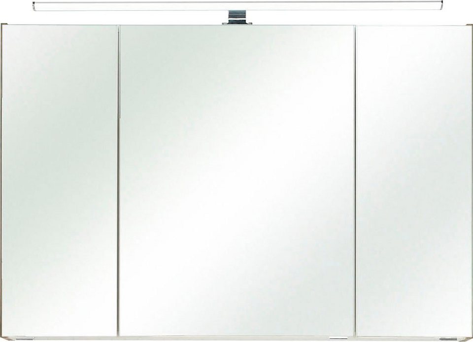 PELIPAL Spiegelschrank Quickset Breite 105 cm, 3-türig, LED-Beleuchtung,  Schalter-/Steckdosenbox
