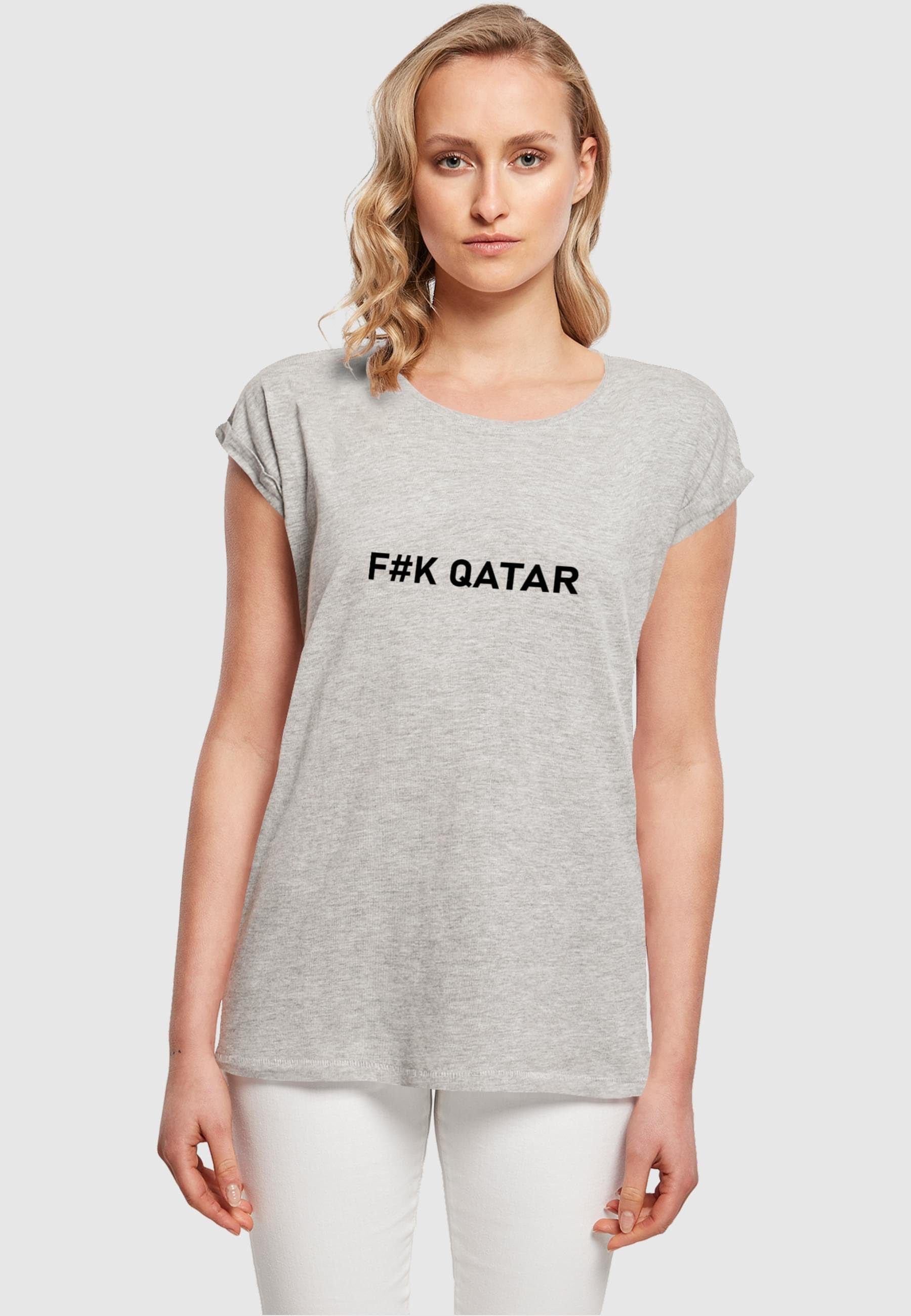 Ladies Qatar Damen Shoulder F#K T-Shirt Tee Extended Merchcode heathergrey (1-tlg)