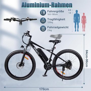 ombar E-Bike E-Bike Damen Herren E-Mountainbike 27.5 Zoll Elektrofahrrad, 21 Gang Shimano, (1 tlg), mit 36V 12.5Ah Abnehmbarer Akku