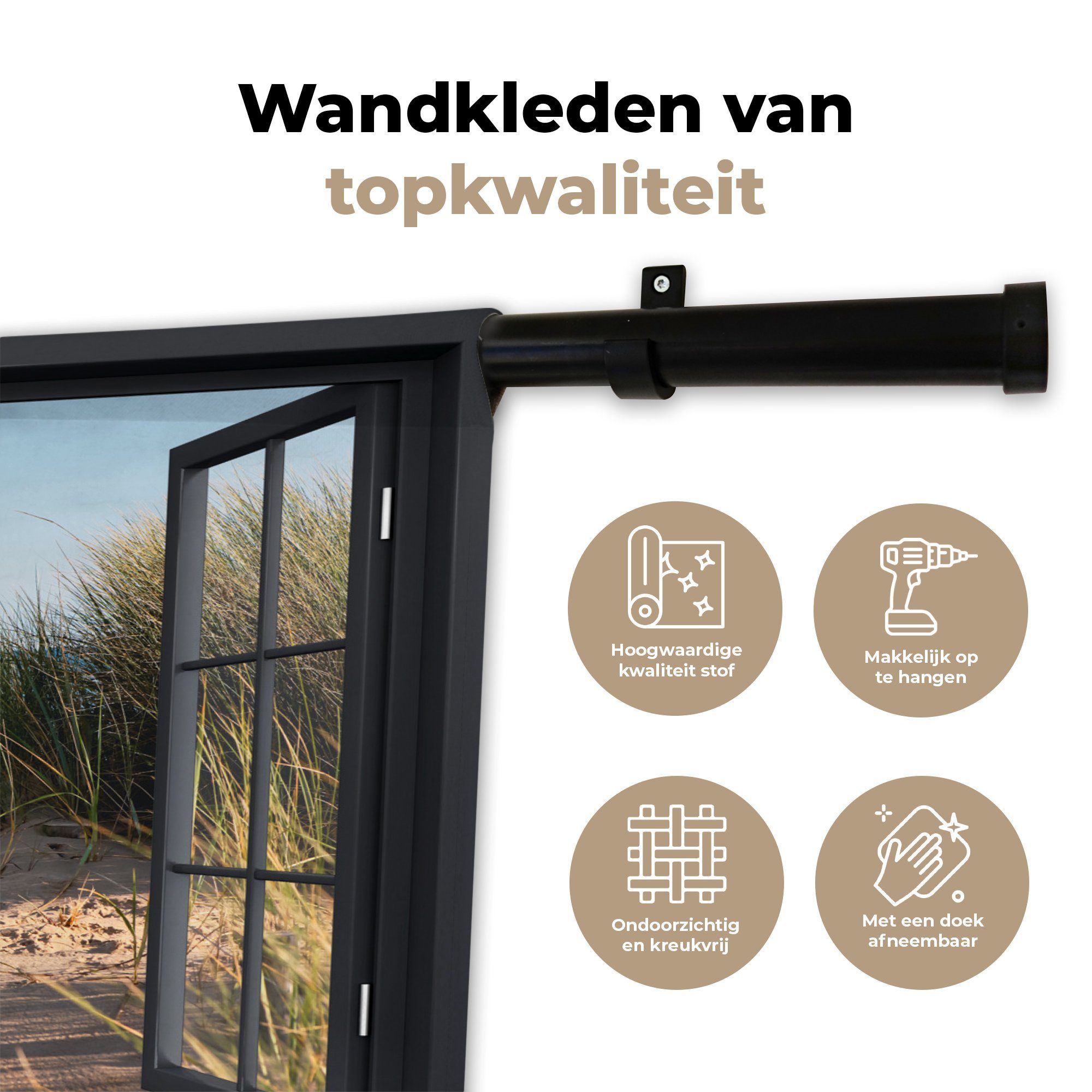 Wohnzimmer, Wanddekoobjekt Schlafzimmer, - - Strandhafer Wanddeko - Wasser Meer Strand Kleid, Dünen, Sand - - Kinderzimmer Wandbehang, für Durchblick - MuchoWow