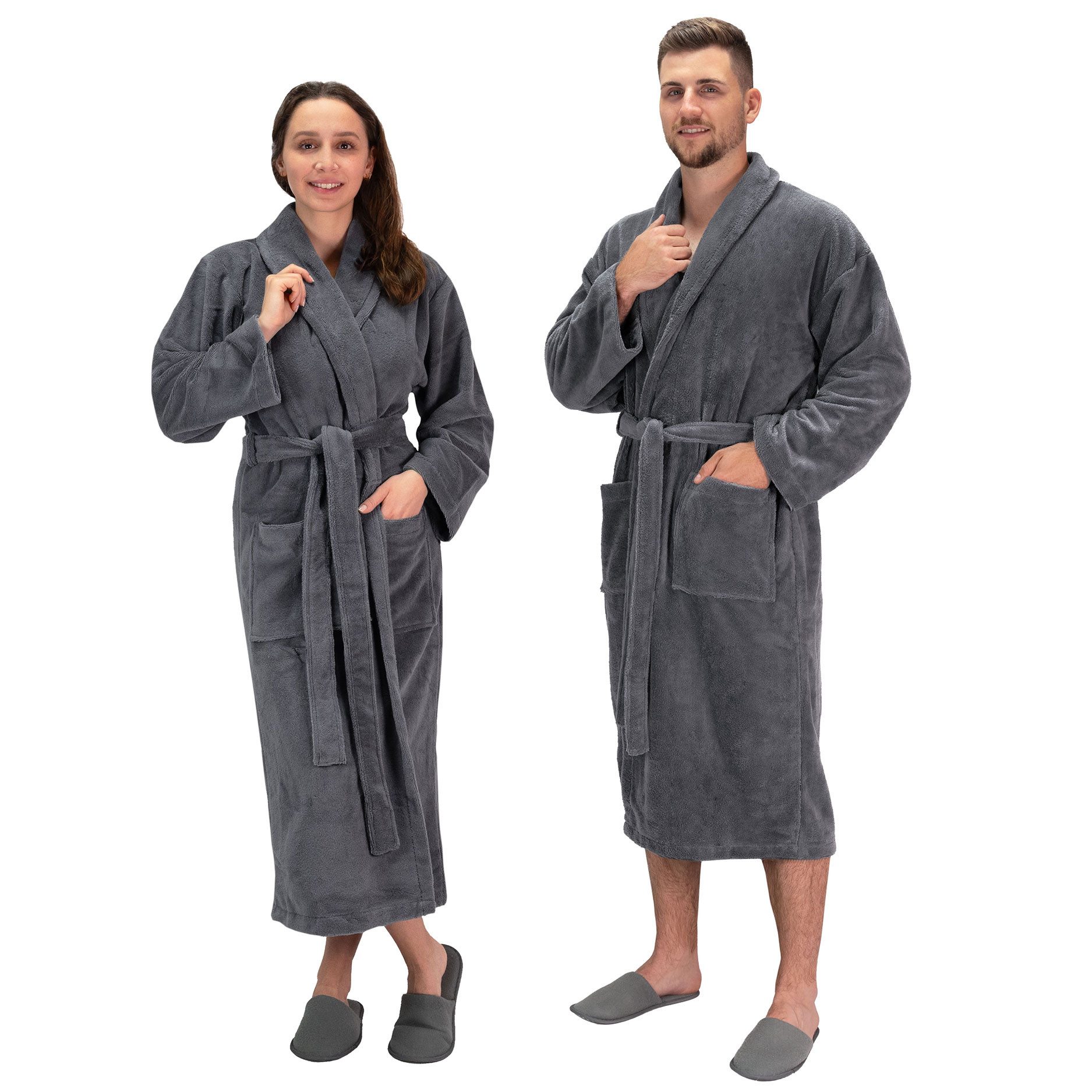 ZOLLNER Unisex-Bademantel, 100% Polyester-Velours / 100% Baumwolle, Schalkr günstig online kaufen