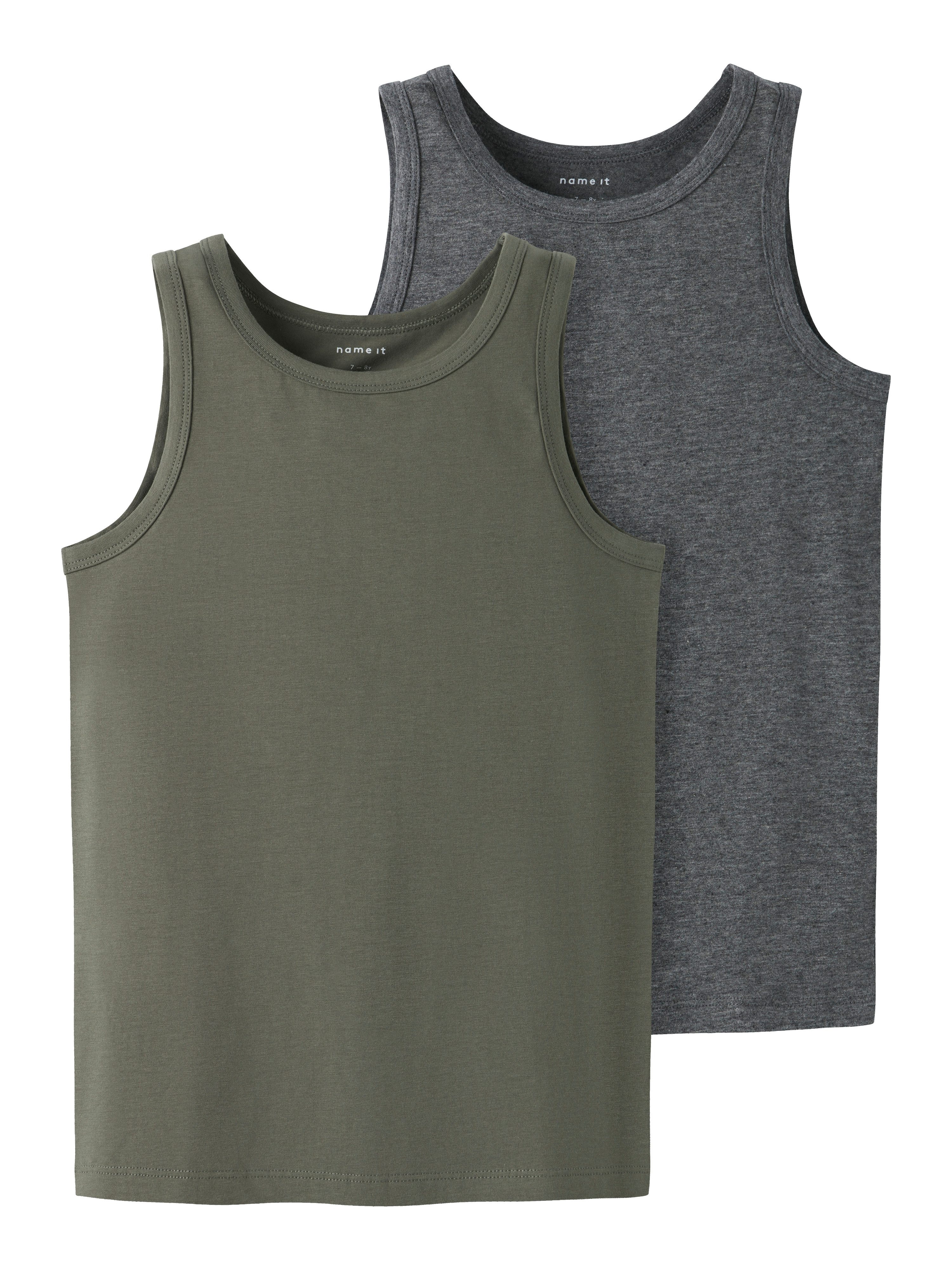 Name It Unterhemd NKMTANK 2P für Jungen mit Rundhals und elastischem Tragekomfort (Packung, 2-St) normal, Jersey, eingefasste Kante, Rundhals
