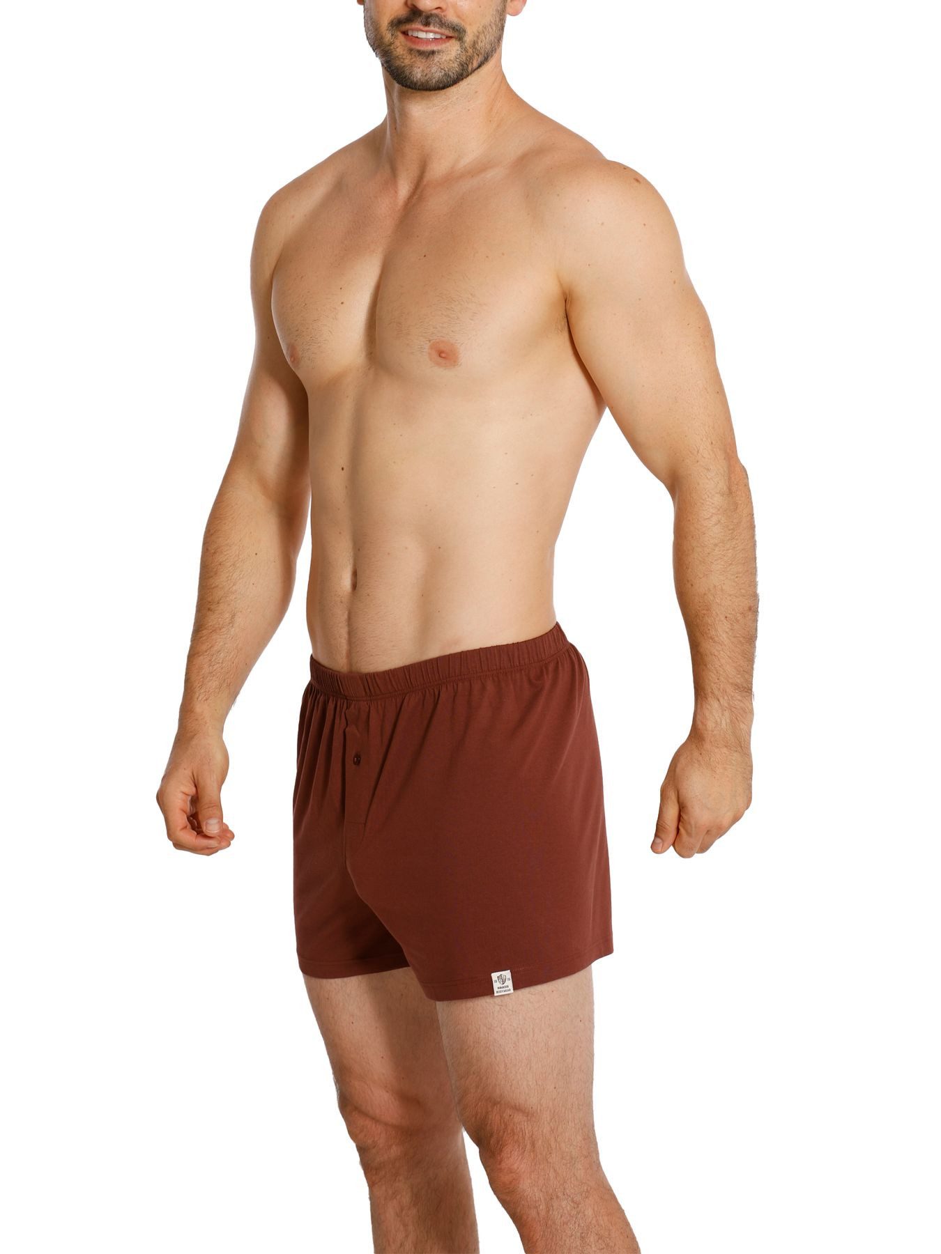 HAASIS Bodywear 1919 Boxershorts Herren Jersey Boxer 77225453-bordeaux (Packung, 1-St., 2er Pack) Bedruckte Jersey-Boxer, Knopfleiste