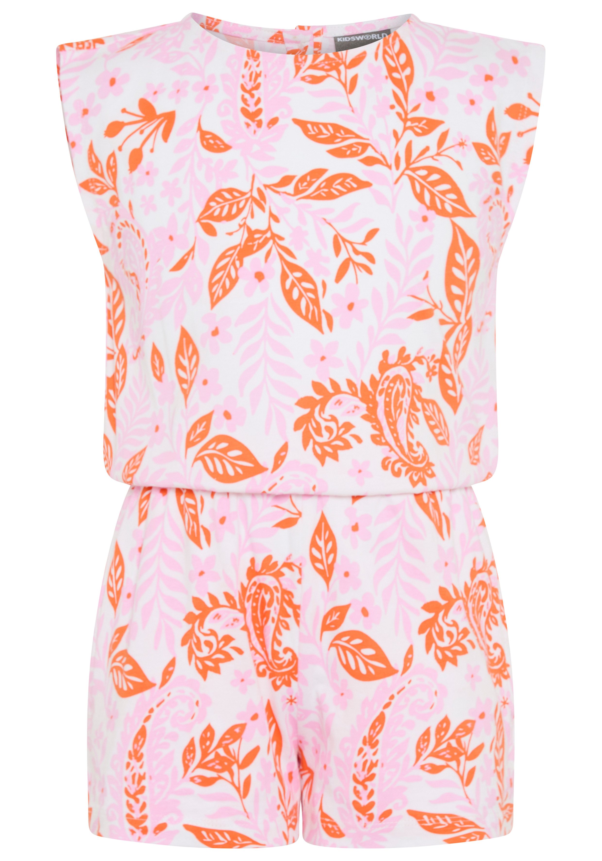 KIDSWORLD Jumpsuit Kurzer Overall mit Paisley-Druck mit Paisley- und Blumenprint, aus weichem Single Jersey. € 19,99, (€ 19,99 pro 1 Stk).