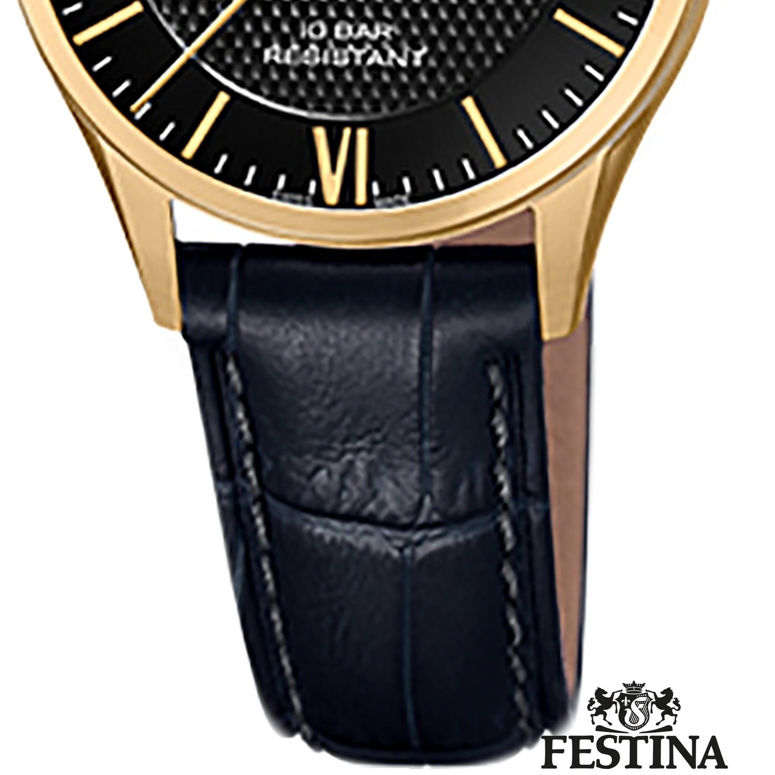 Festina Quarzuhr Festina Damen Uhr F20011/4 Leder, (Analoguhr), Damen Armbanduhr rund, Lederarmband schwarz, Elegant