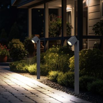 etc-shop LED Außen-Stehlampe, Leuchtmittel inklusive, Warmweiß, 2x LED Außen Garten Steh Stand Lampe Leuchte Veranda Hof Weg