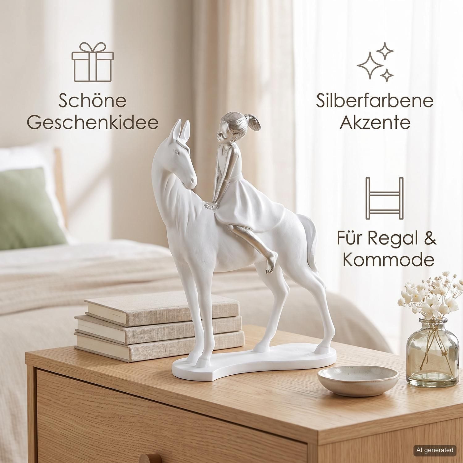 Casablanca by Gilde Dekofigur Skulptur Girl on Horse (1 St), Spruchkarte, Pferde Dekoration