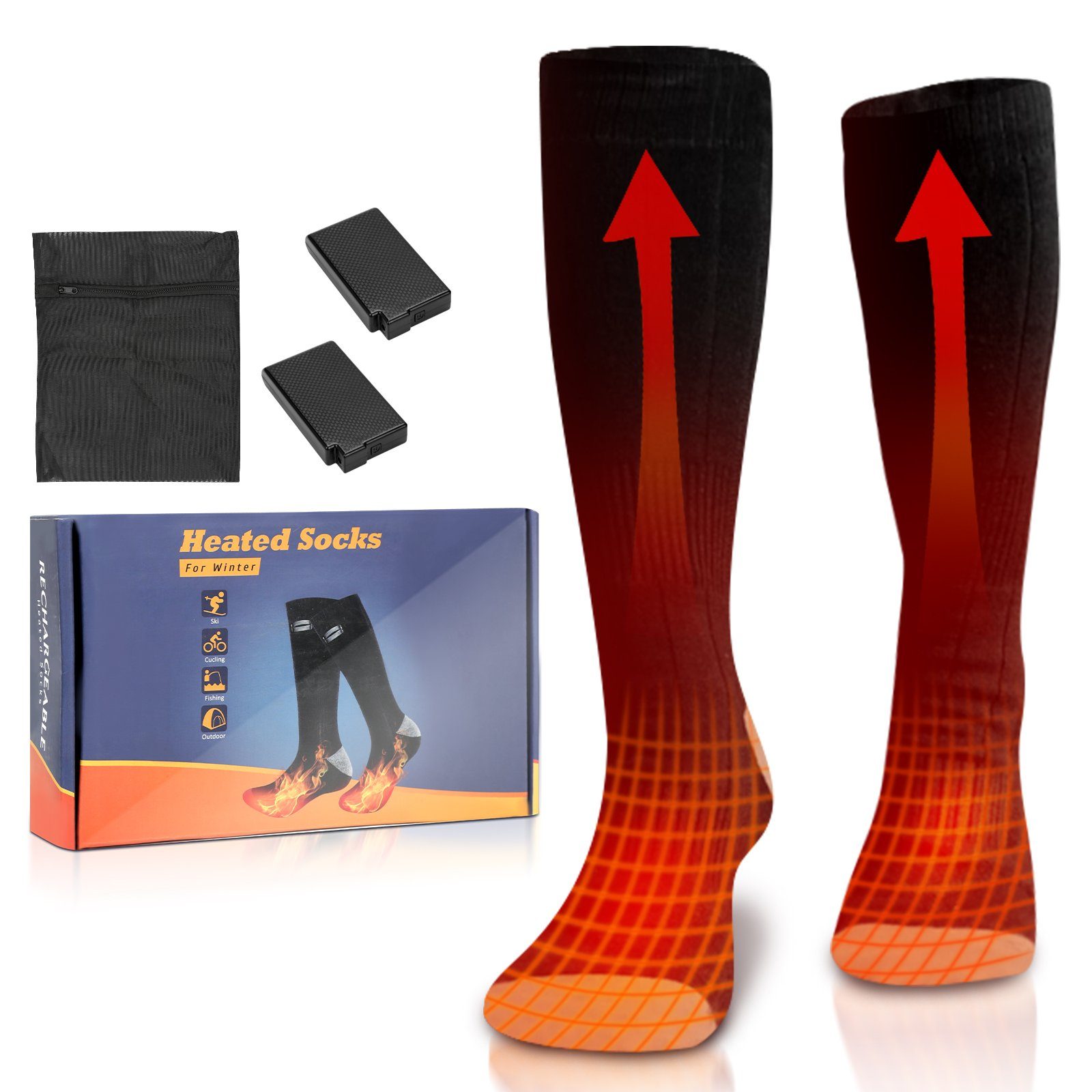Gimisgu Einlegesohlen Beheizbare Socken Sportsocken Heizungseinstellungen Heizsocke 4200mAh