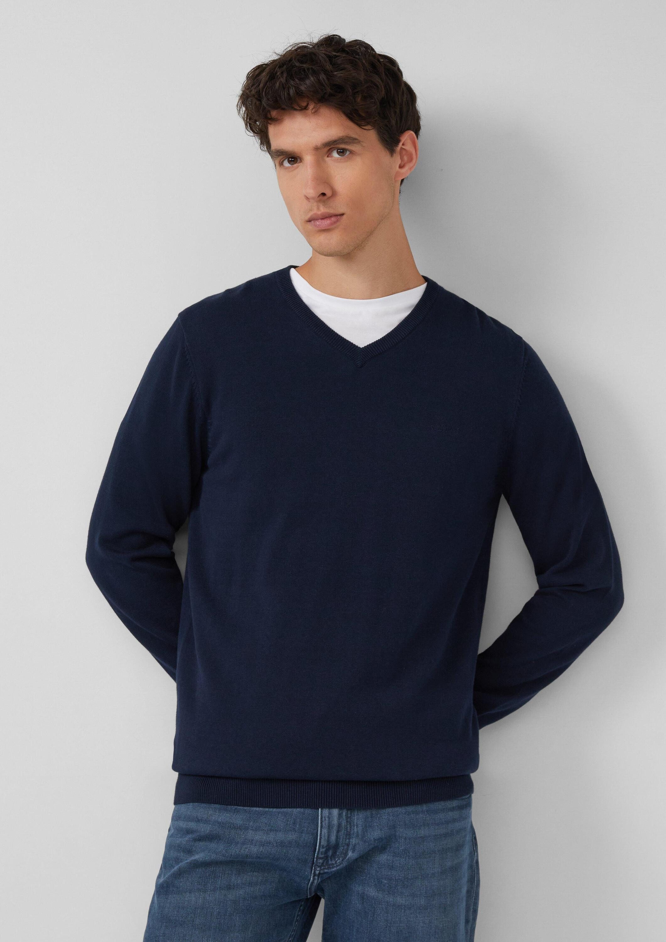 s.Oliver Longpullover Strickpullover Strickpullover mit Logo-Stickerei günstig online kaufen