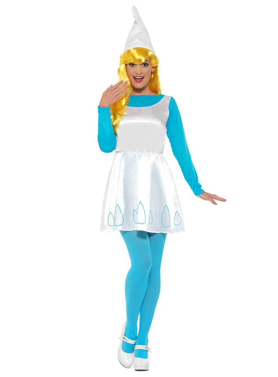 Funidelia Kostüm Die Schlümpfe Schlumpfine Kostüm Karneval Fasching, Der Exportschlager aus Schlumpfhausen: hellblaues Kostüm mit Zipfelm