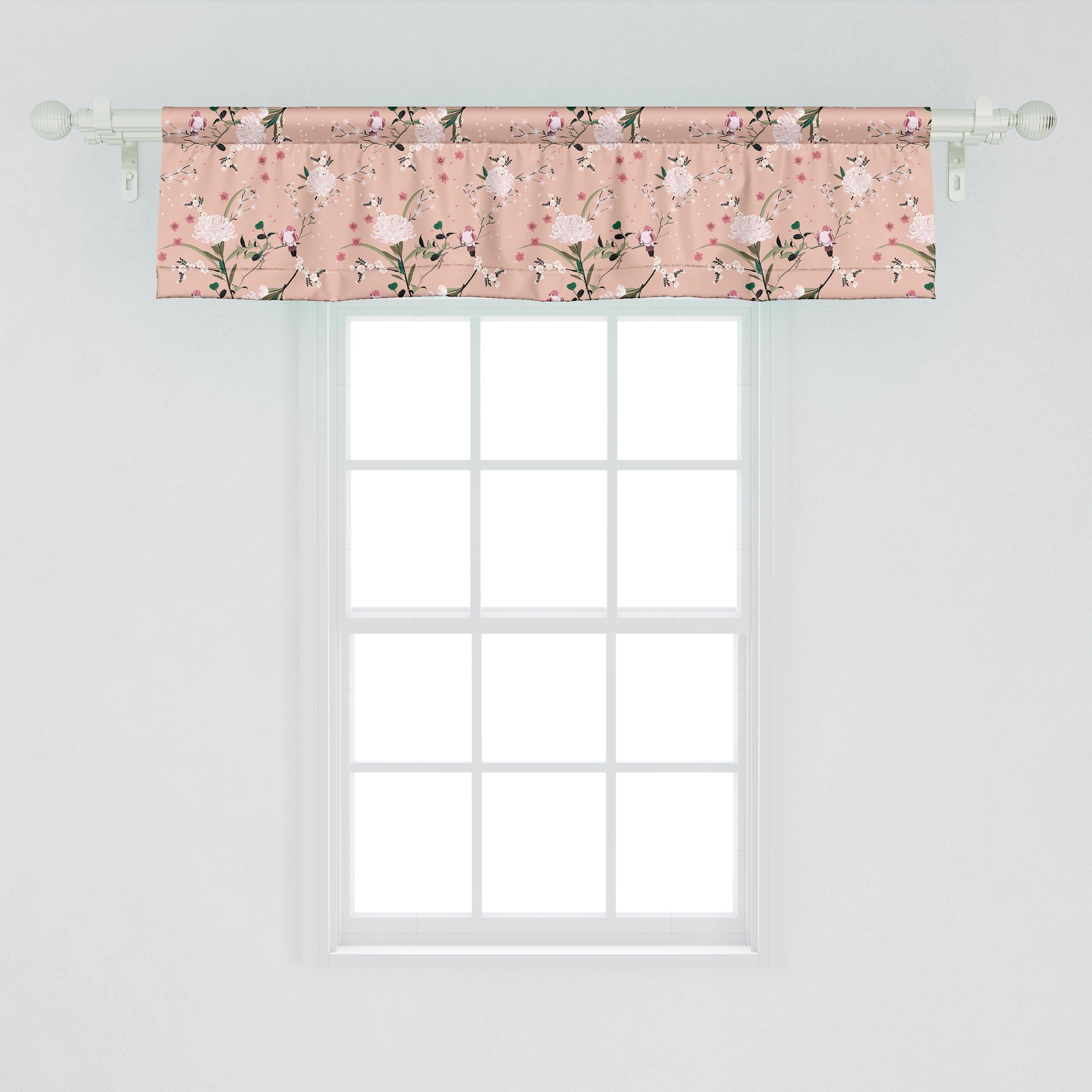 Blooming Vorhang Volant Stangentasche, Oriental Garden Abakuhaus, Microfaser, mit für Scheibengardine Jahrgang Schlafzimmer Dekor Küche