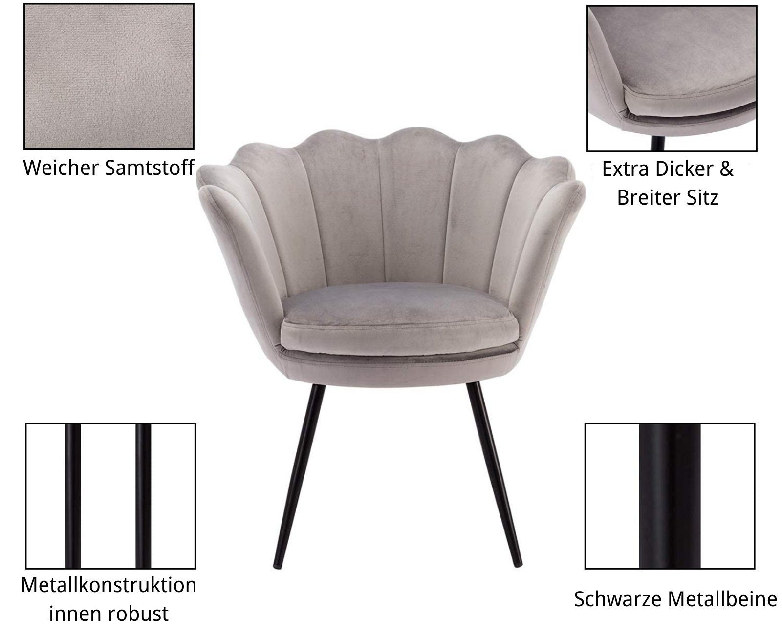 WAHSON OFFICE CHAIRS Loungesessel Sessel Weicher Samt Armlehnstuhl – Bild 4 von 5