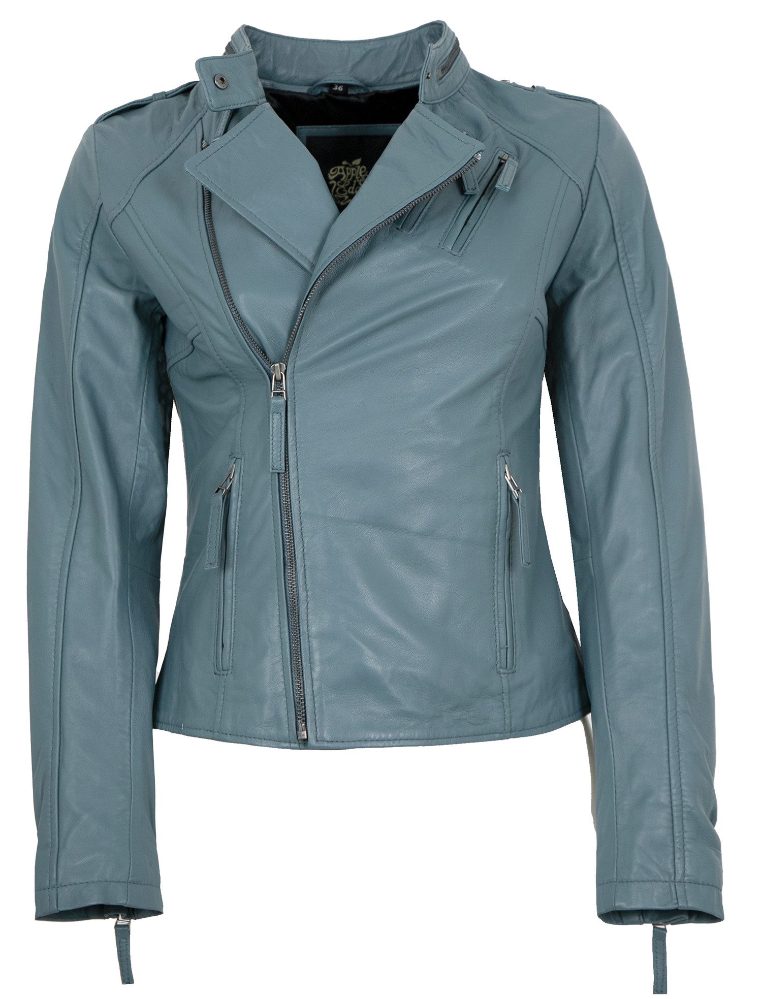 Apple of Eden Lederjacke AOE-115 Apple of Eden - Damen Echtleder Lederjacke hellblau