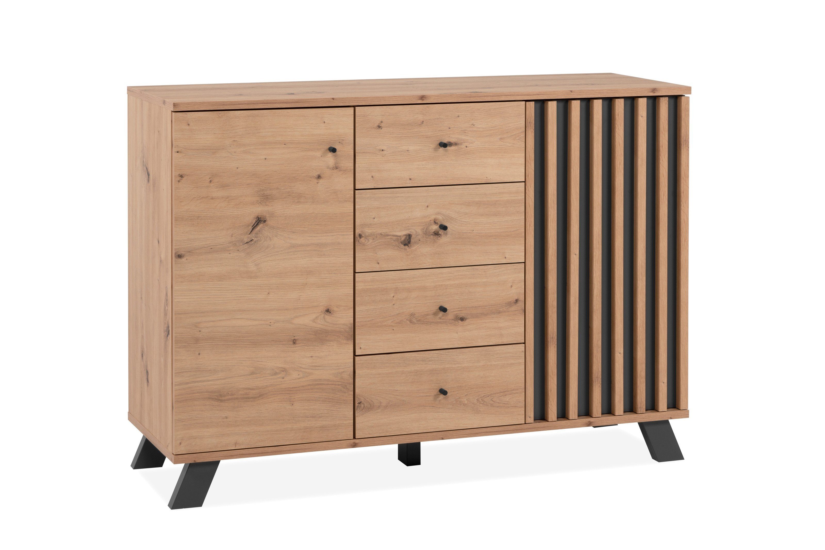 Finori Kommode in Artisan Oak / Anthrazit (BxHxT: 118x85x45 cm)
