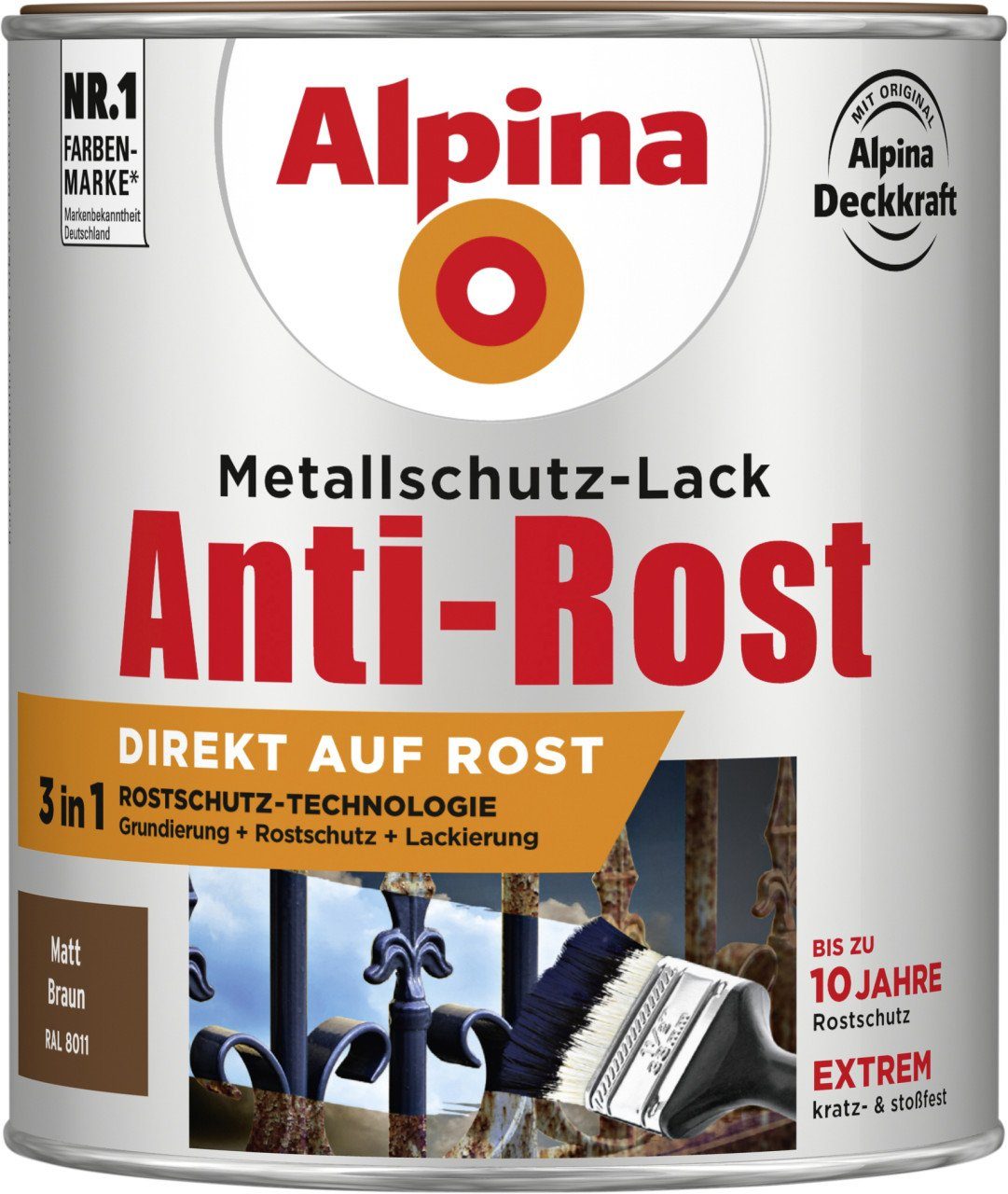 Alpina Metallschutzlack Alpina Metallschutz-Lack Anti-Rost 750 ml braun