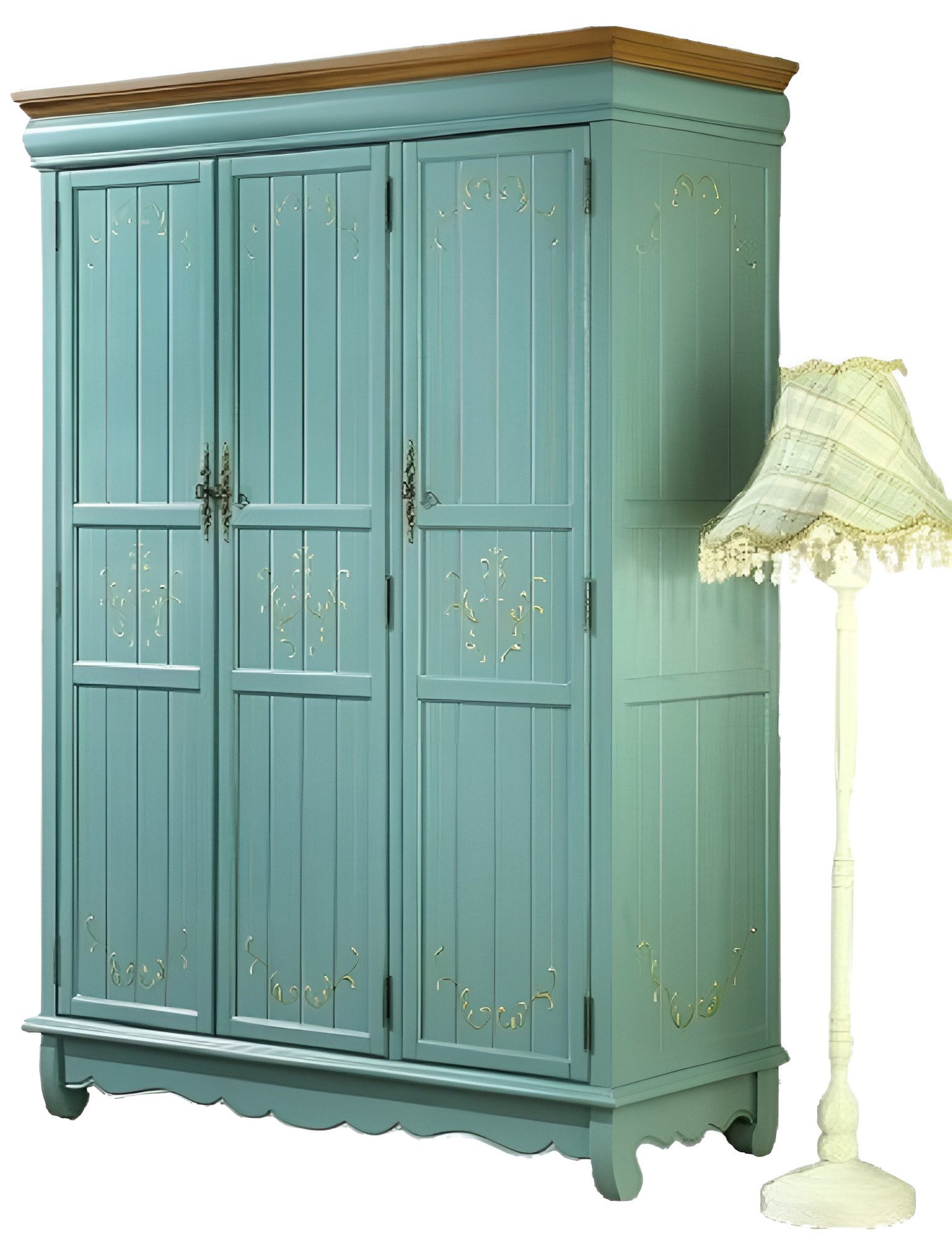 Xlmoebel Kleiderschrank Kleiderschrank im Landhausstil aus massivem Holz mit Stauraum (1-St., Kleiderschrank) Hergestellt in Europa