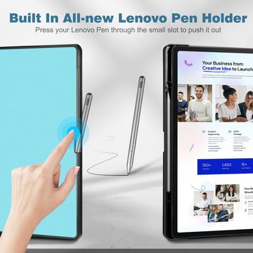 Fintie Tablet-Hülle für Lenovo Tab P12 12,7 Zoll TB370FU 2023, Multi-Winkel Folio Hülle, mit Stifthalter Dokumentschlitze und Auto Schlaf/Wach Funktion