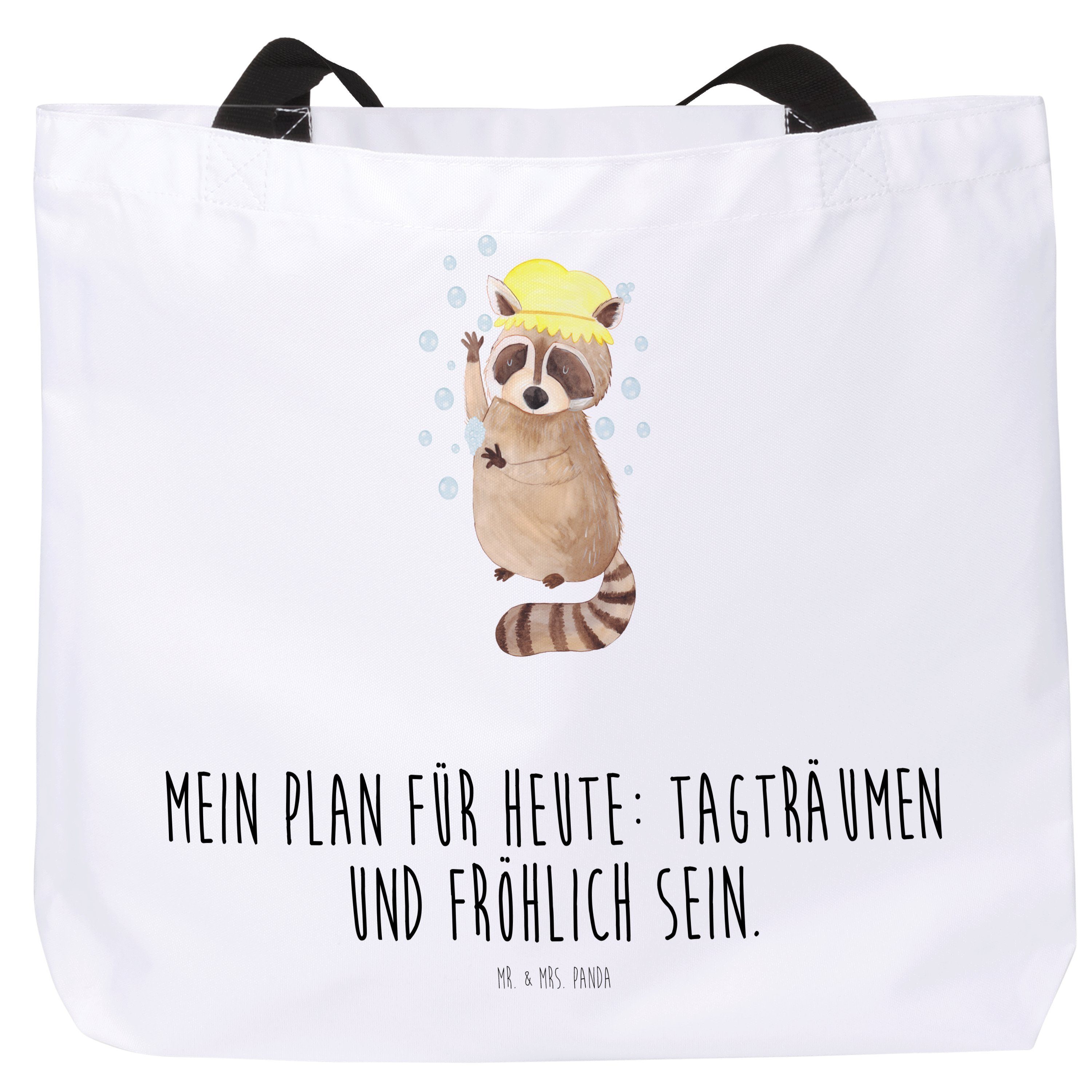 Mr. & Mrs. Panda Shopper Waschbär - Weiß - Geschenk, Tiermotive, Tragebeutel, Beutel, Alltagst (1-tlg)