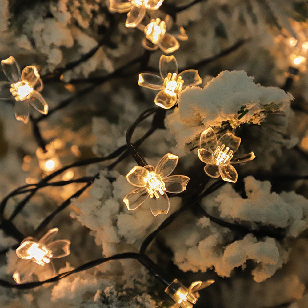 Weiß Lichterkette Solar Haus Warmes Lichterkette Blumen Oneid Außen, Solar Lichterketten,100LED für